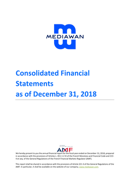 Consolidated Financial Statements As of December 31, 2018