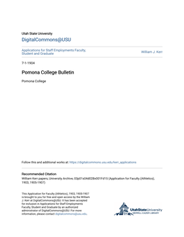 Pomona College Bulletin