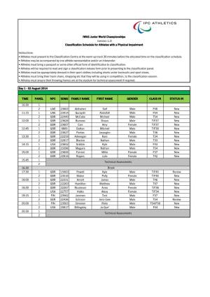 2014 07 22 IWAS Junior Classification Schedule V1.2