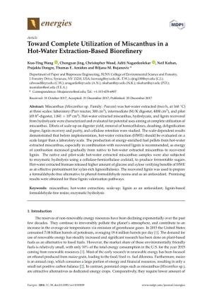 Toward Complete Utilization of Miscanthus in a Hot-Water Extraction-Based Bioreﬁnery