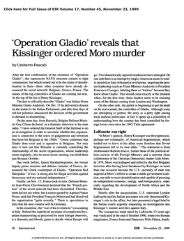 'Operation Gladio' Reveals That Kissinger Ordered Moro Murder