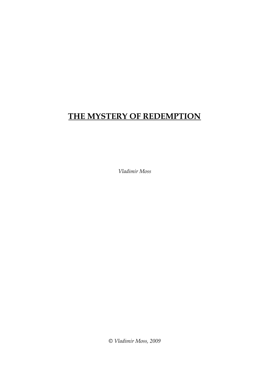 The Mystery of Redemption