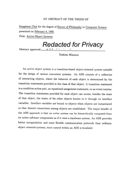 Active Object Systems Redacted for Privacy Abstract Approved