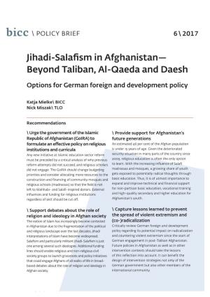 Jihadi-Salafism in Afghanistan— Beyond Taliban, Al-Qaeda and Daesh