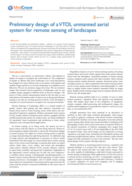 Preliminary Design of a VTOL Unmanned Aerial System for Remote Sensing of Landscapes