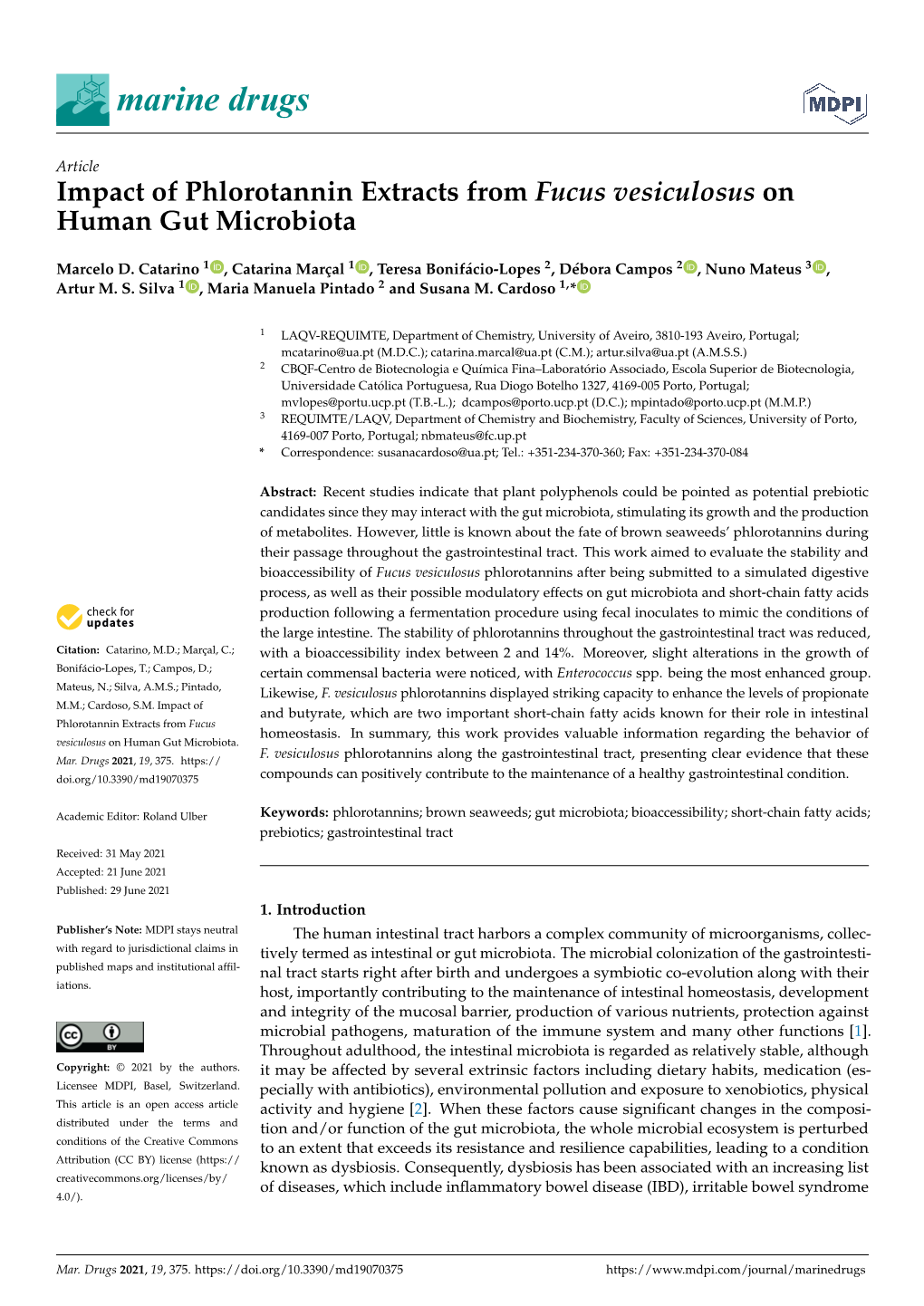 Impact of Phlorotannin Extracts from Fucus Vesiculosus on Human Gut Microbiota