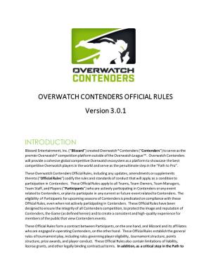 OVERWATCH CONTENDERS OFFICIAL RULES Version 3.0.1