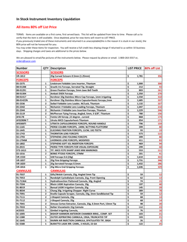 In Stock Instrument Inventory Liquidation All Items 80% Off List Price