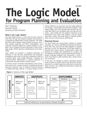 The Logic Model for Program Planning and Evaluation