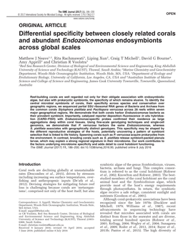 Differential Specificity Between Closely Related Corals and Abundant Endozoicomonas Endosymbionts Across Global Scales