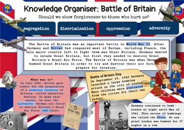 Knowledge Organiser: Battle of Britain Should We Show Forgiveness to Those Who Hurt Us?