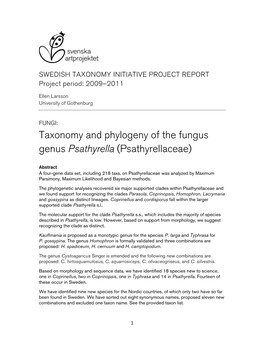 Taxonomy and Phylogeny of the Fungus Genus Psathyrella (Psathyrellaceae)