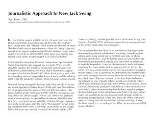 Journalistic Approach to New Jack Swing Seth Price, 2002 Adapted from an Article Published in Sound Collector Audio Review, 2003