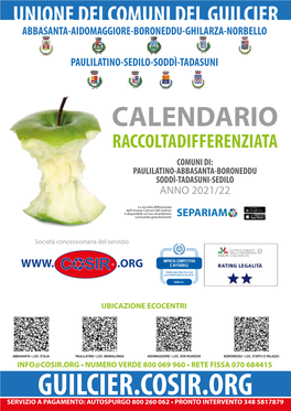 Calendario Paulilatino Abbasanta Boroneddu Soddì Tadasuni Sedilo 2021/22