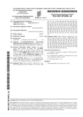 WO 2017/074902 Al 4 May 20 17 (04.05.2017) W P O P C T