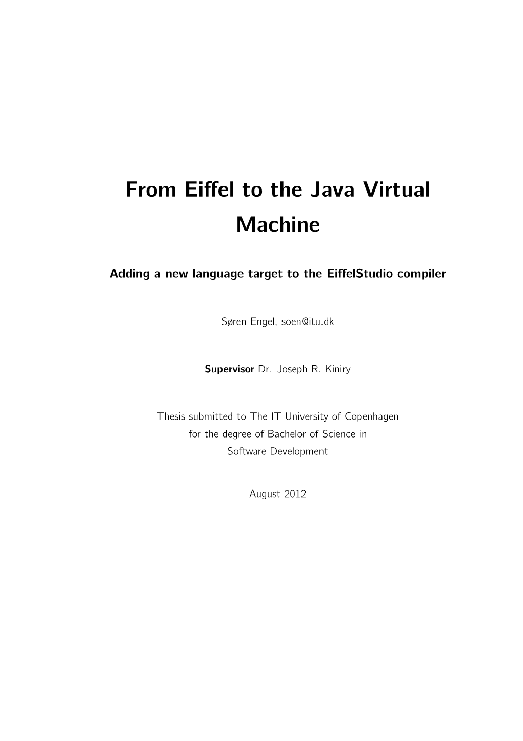 From Eiffel to the Java Virtual Machine