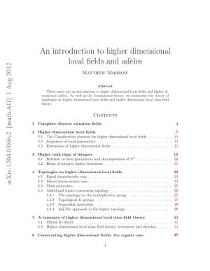 An Introduction to Higher Dimensional Local Fields and Ad`Eles