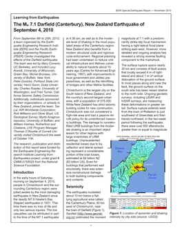 Canterbury), New Zealand Earthquake of September 4, 2010