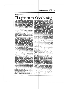 Thoughts on the Gates Hearing on Returning to the United States After Some Gence Community Not Just, Or Especially, the CIA)