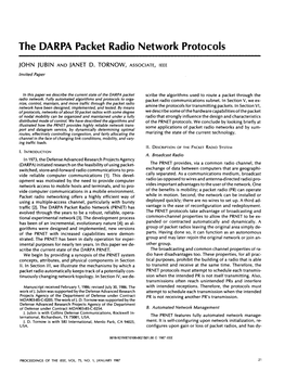 The DARPA Packet Radio Network Protocols