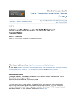 Volkswagen Chattanooga and Its Battle for Workers' Representation