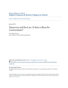 Hauerwas and the Law: Is There a Basis for Conversation? M