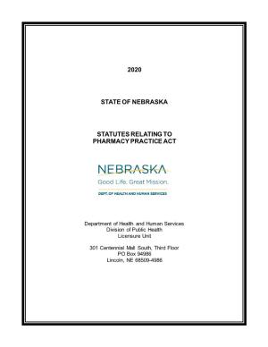 2020 State of Nebraska Statutes Relating to Pharmacy