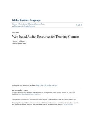 Web-Based Audio: Resources for Teaching German Norbert Hedderich University of Rhode Island