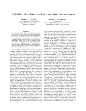 Probability, Algorithmic Complexity, and Subjective Randomness