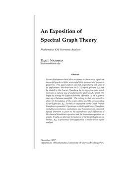 An Exposition of Spectral Graph Theory