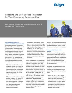 Choosing the Best Escape Respirator for Your Emergency Response Plan