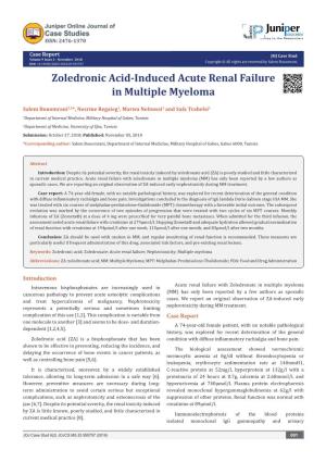 Zoledronic Acid-Induced Acute Renal Failure in Multiple Myeloma