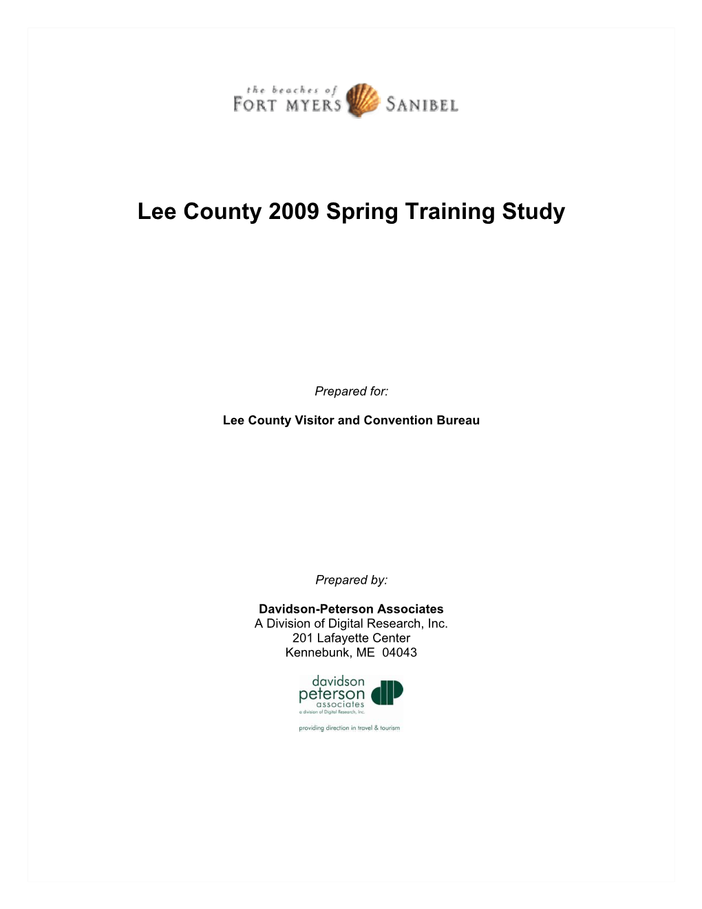 2009 Lee County Spring Training Final Study