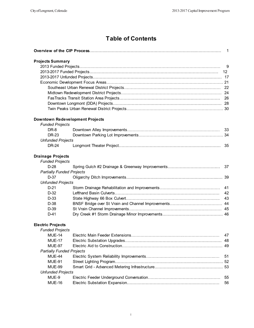 Table of Contents