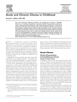 Acute and Chronic Chorea in Childhood Donald L