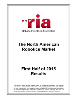 The North American Robotics Market First Half of 2015 Results