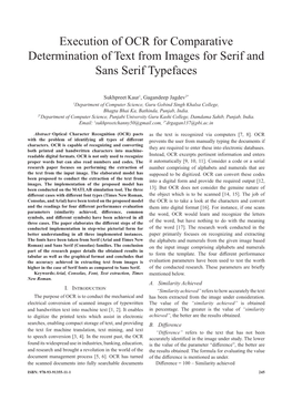 Execution of OCR for Comparative Determination of Text from Images for Serif and Sans Serif Typefaces