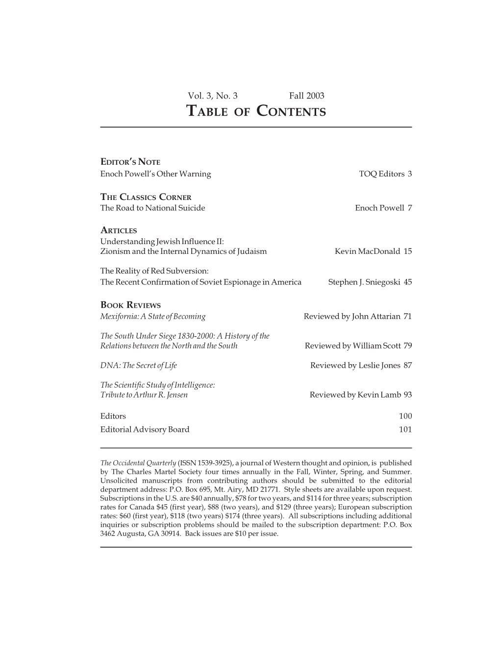 Table of Contents