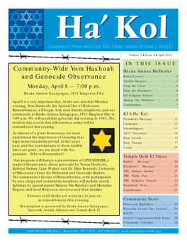 Community-Wide Yom Hashoah and Genocide Observance