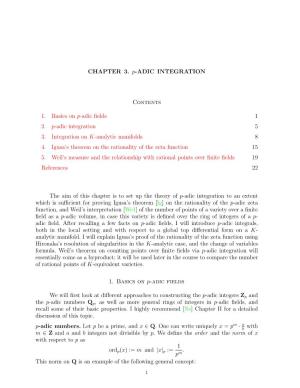 CHAPTER 3. P-ADIC INTEGRATION Contents
