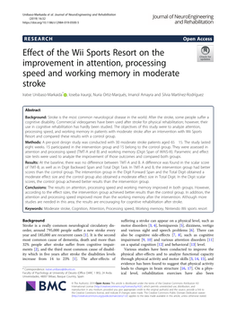 Effect of the Wii Sports Resort on the Improvement in Attention
