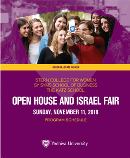 Open House and Israel Fair Sunday, November 11, 2018 Program Schedule