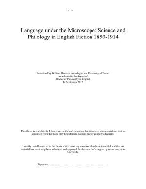Language Under the Microscope: Science and Philology in English Fiction 1850-1914