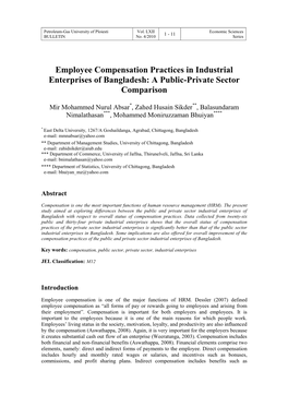 Employee Compensation in Industrial Enterprises: a Public-Private Comparison