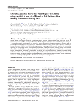 Estimating Post-Fire Debris-Flow Hazards Prior to Wildfire Using a Statistical Analysis of Historical Distributions of Fire Severity from Remote Sensing Data