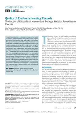 Quality of Electronic Nursing Records the Impact of Educational Interventions During a Hospital Accreditation Process