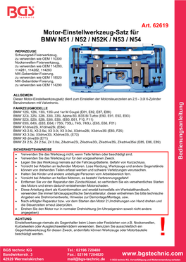 Motor-Einstellwerkzeug-Satz Für BMW N51 / N52 / N52K / N53 / N54
