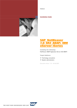 SAP Netweaver 7.0 SR2 ABAP: IBM Eserver Iseries