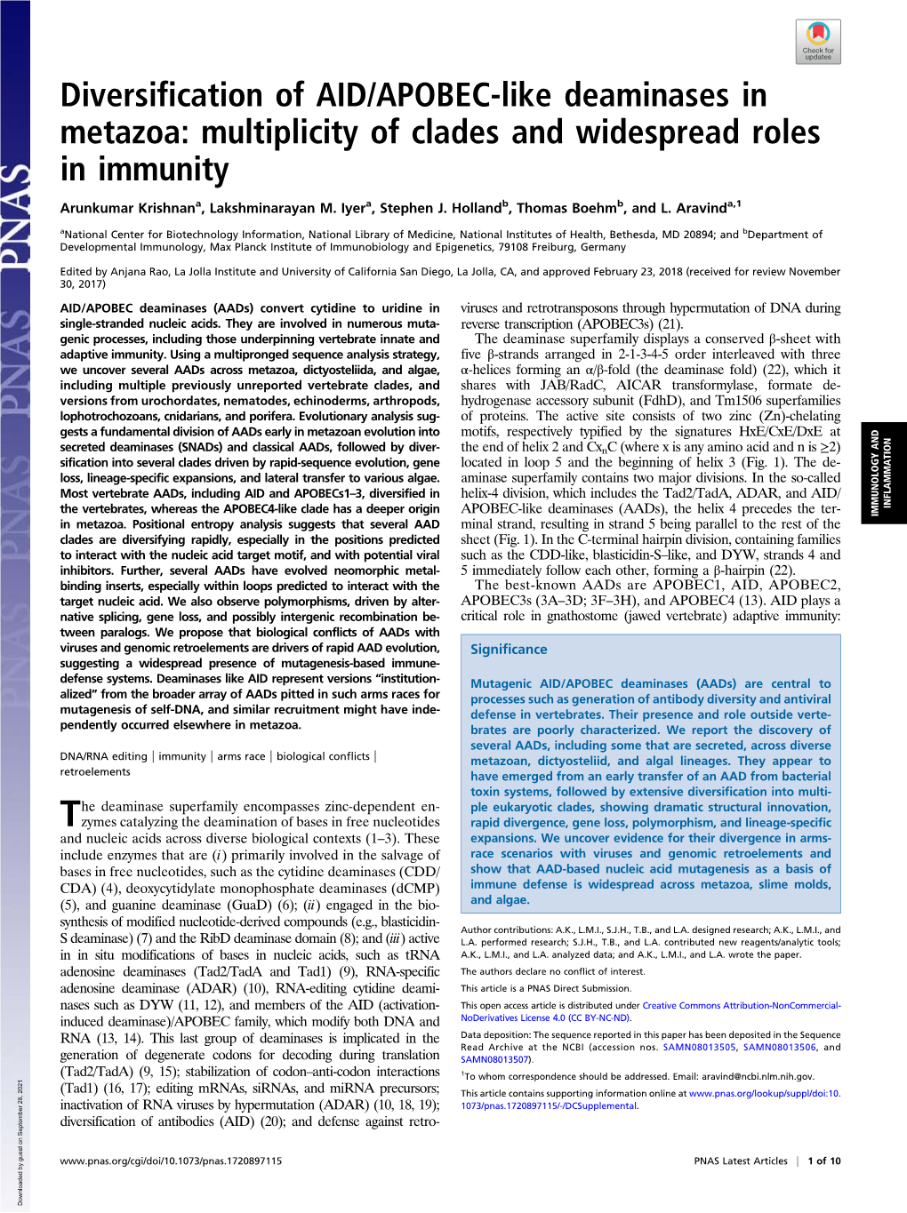 Diversification of AID/APOBEC-Like Deaminases in Metazoa: Multiplicity