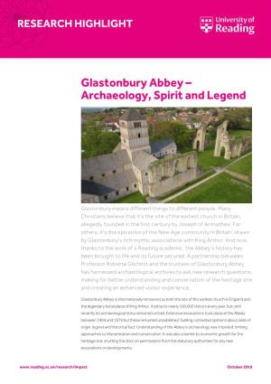 Glastonbury Abbey – Archaeology, Spirit and Legend